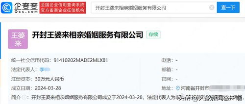 開封王婆被注冊(cè)婚介公司